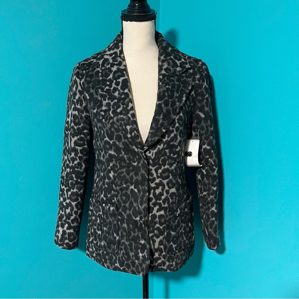 NWT Karen Kane XS Animal Print Berry Mountain Textured Blazer Jacket Coat